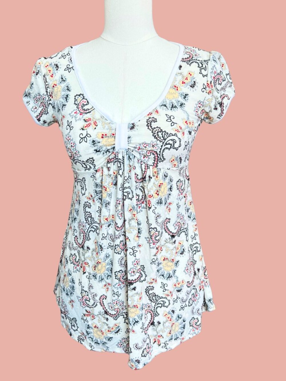 Y2K LIZ in LA Paisley Empire Waist Babydoll Top